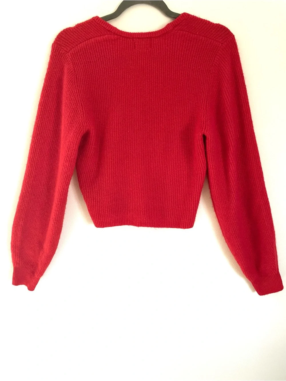 H&M Square Neck Rib Knit Long Sleeve Sweater in Red Size S EUC